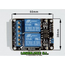 Relé 2 canales 5V 10A 30V DC - 250VAC
